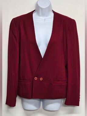Courtney Rhodes 16 Vintage Burgundy Red Blazer Jacket Office Dressy